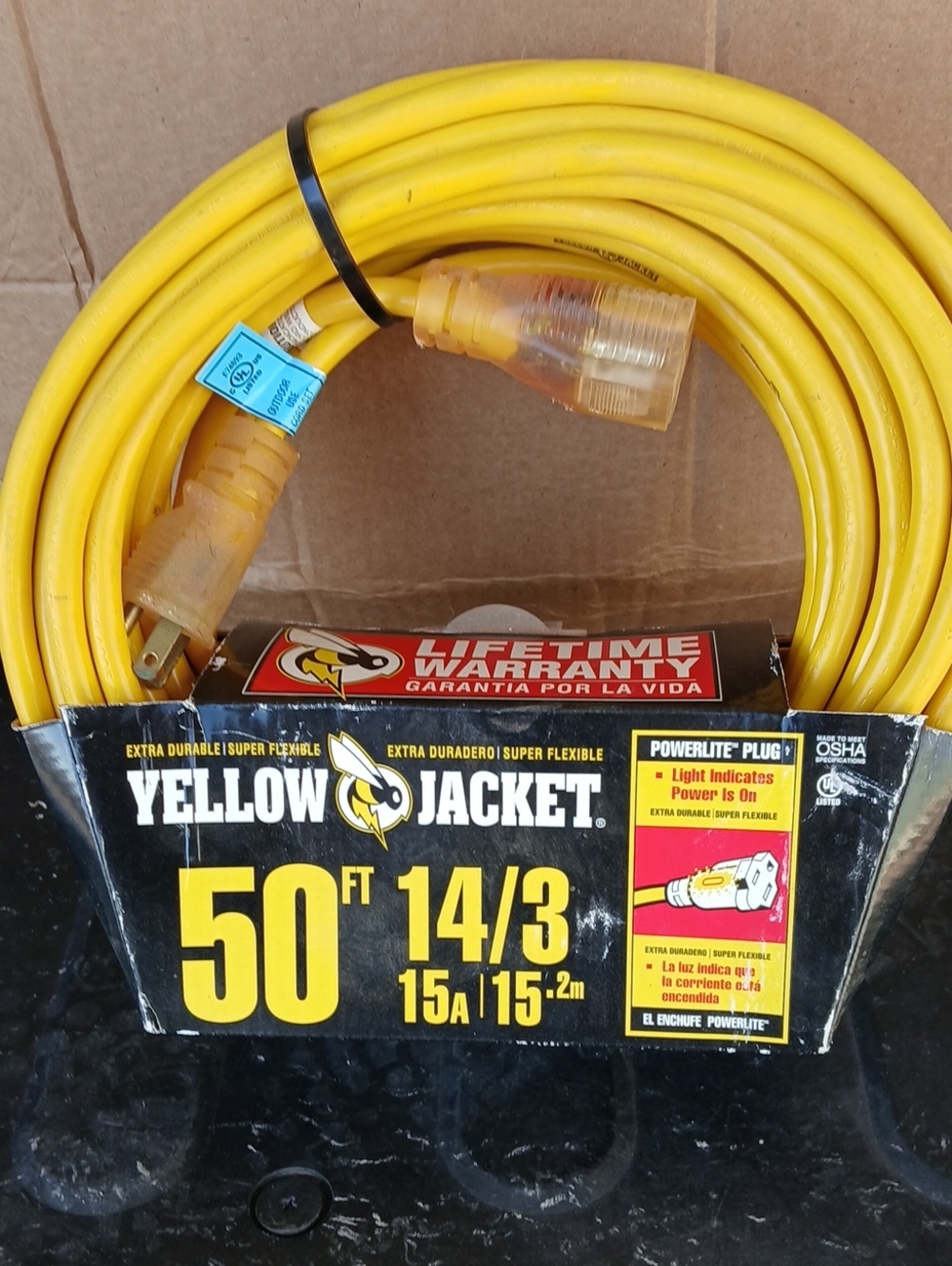 50ft 14/3 Heavy-Duty Extension Cord - Yellow